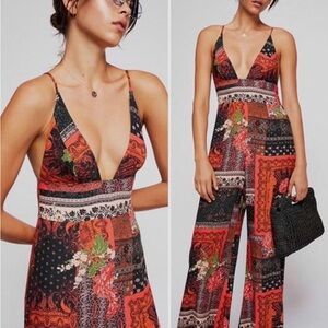 Free People Margarita patchwork jumpsuit Size 0
